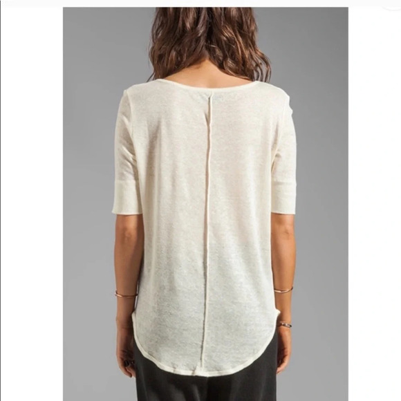 Annie Bing linen open scoop neck short sleeve tee t-shirt top 26221 - Picture 10 of 11